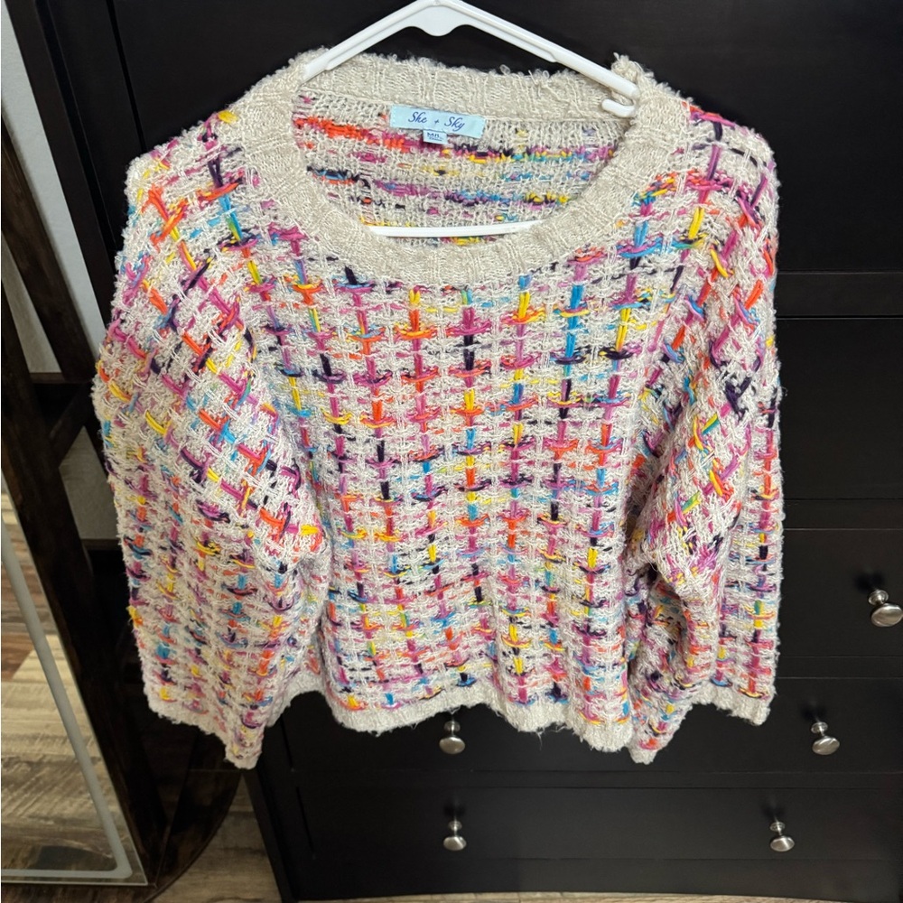 She + Sky Multicolor Tweed Sweater